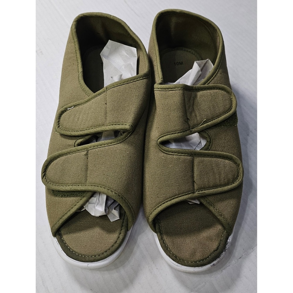 Millie Touch Closure Shoes Women 10M Sage Green Canvas Open Toe Sandals 57375